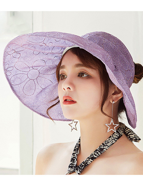 Fashion Purple Flower Pattern Decorated Hat