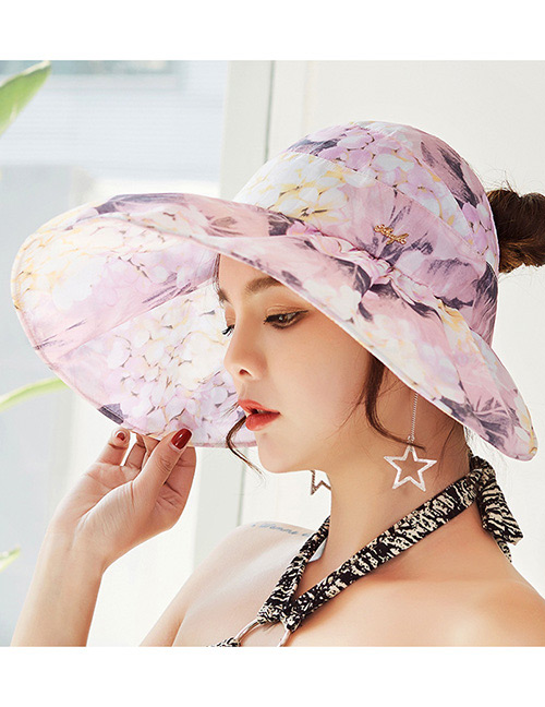 Fashion Pink Flower Pattern Decorated Hat
