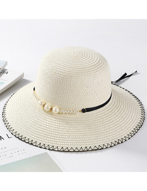 Fashion White Pearl Decorated Hat
