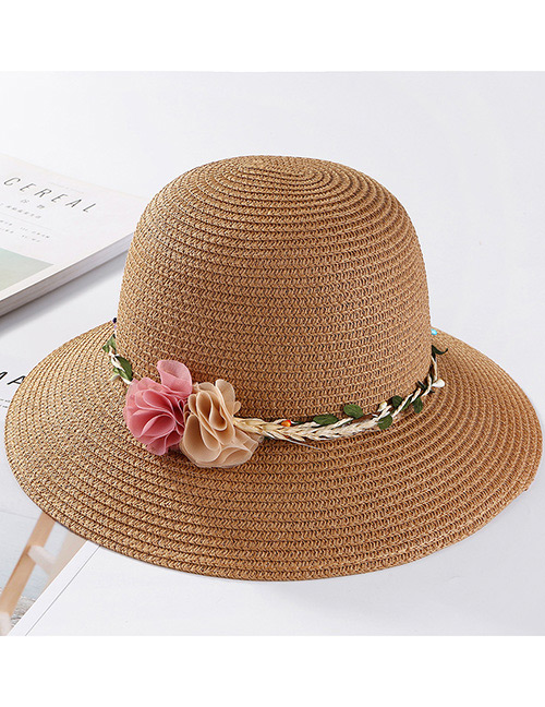 Fashion Khaki Flower Shape Decorated Hat