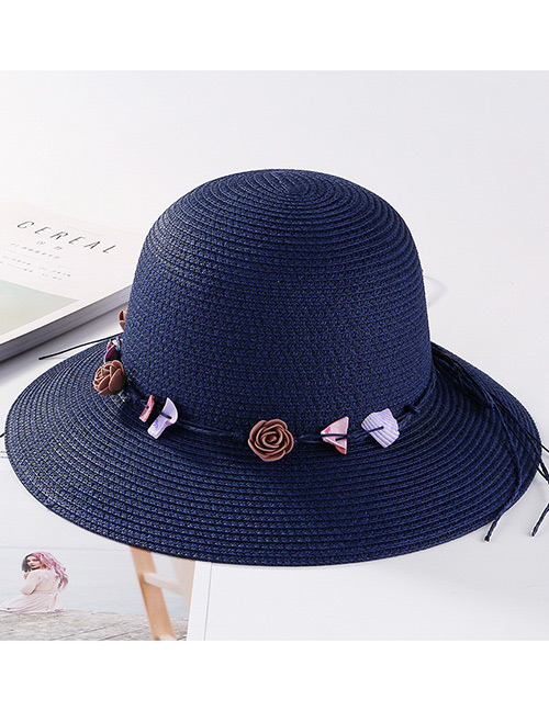 Fashion Navy Flower Shape Decorated Hat