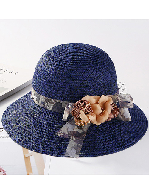 Fashion Navy Flower Shape Decorated Hat
