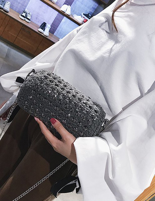 Fashion Gray Rivet Decorated Bag