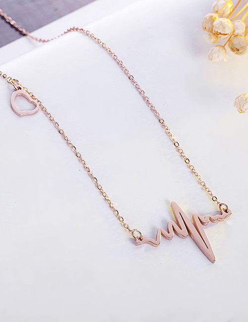Fashion Rose Gold Waves Shape Design Necklace