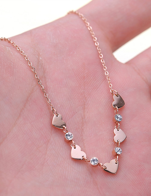 Fashion Rose Gold Heart Shape Decorated Necklace