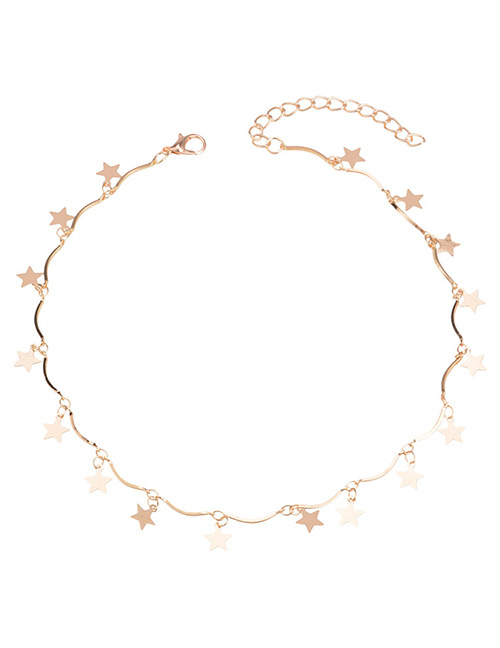 Fashion Gold Color Star Shape Design Pure Color Necklace