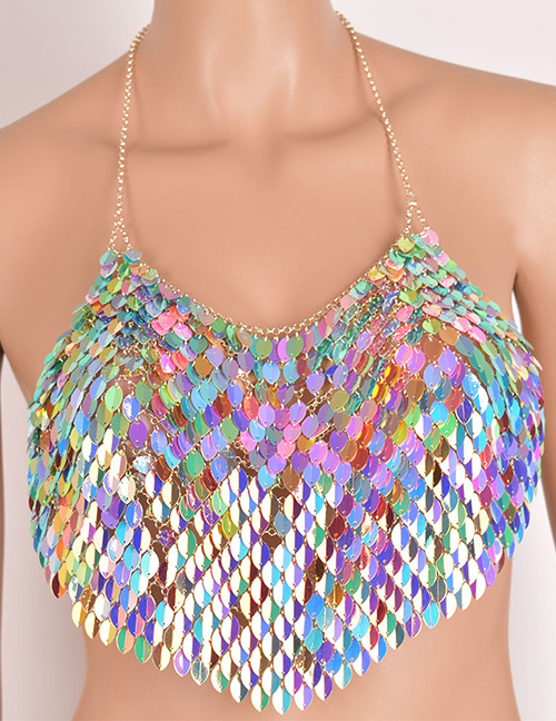 Sexy Multi-color Off-the-shoulder Design Paillette Decorated Apron