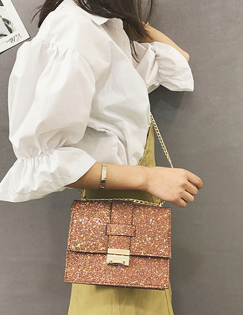 Fashion Brown Paillette Decorated Bag