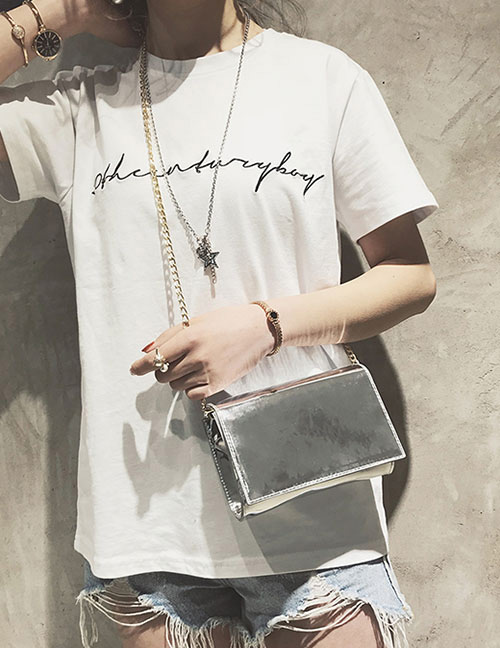 Fashion Silver Color Square Shape Decorated Bag