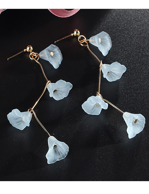 Fashion Light Blue Flower Shape Design Tassel Earrings
