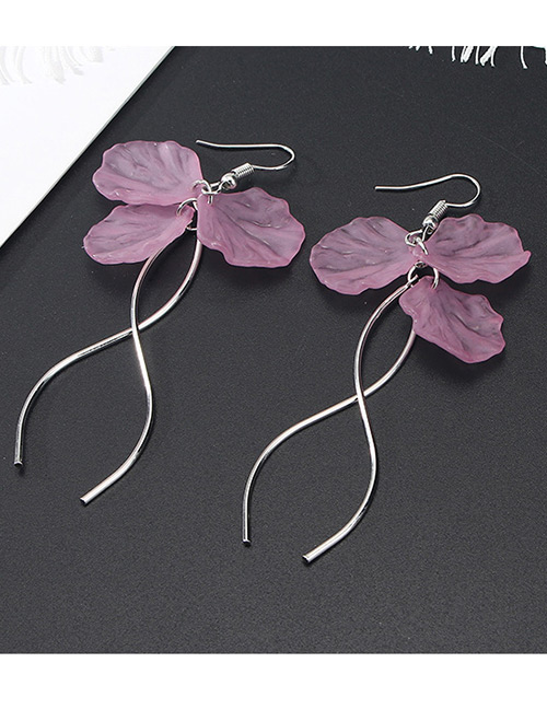 Fashion Purple Petal Shape Decorated Tassel Earrings