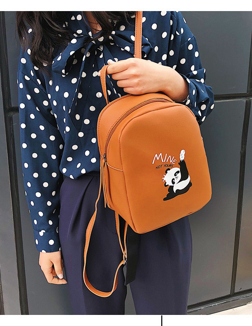 Fashion Brown Panda Pattern Decorated Backpack