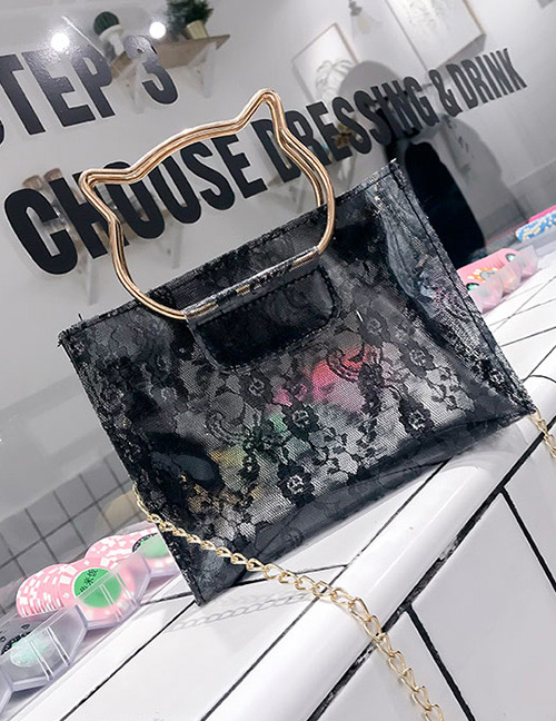 Fashion Black Flower Pattern Decorated Bag