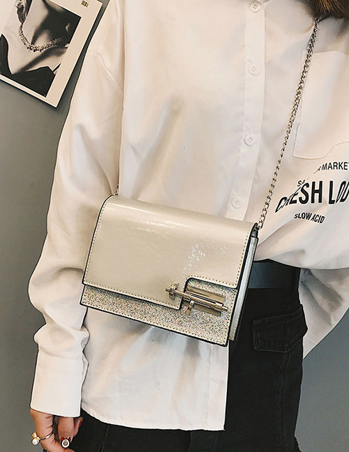 Fashion Silver Color Lock Decorated Bag
