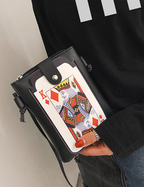 Fashion Black Poker Cards Decorated Bag
