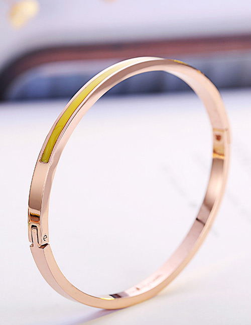 Simple Rose Gold+yellow Round Shape Decorated Bracelet