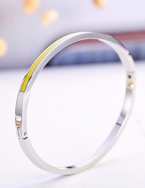 Simple Silver Color+yellow Round Shape Decorated Bracelet