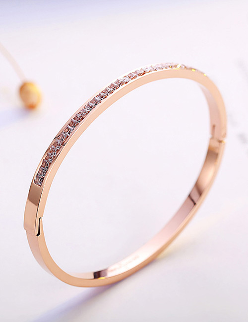 Fashion Rose Gold Full Diamond Decorated Bracelet