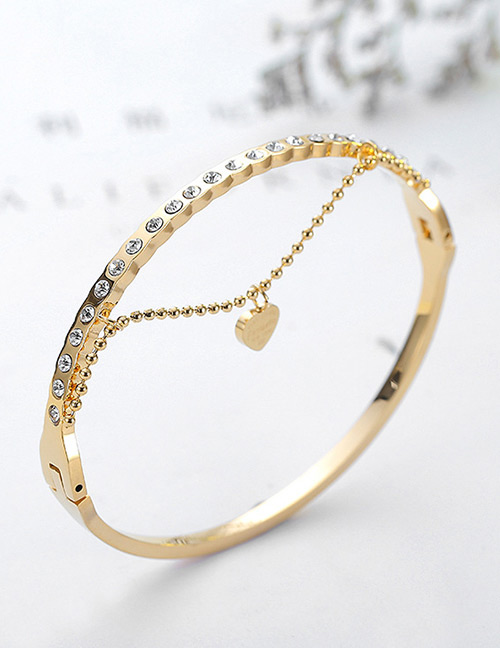 Fashion Gold Color Full Diamond Decorated Heart Shape Bracelet