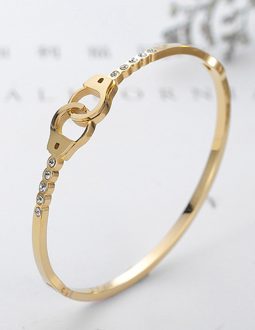 Fashion Gold Color Handcuffs Shape Decorated Bracelet