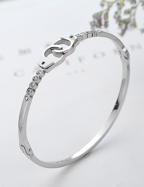 Fashion Silver Color Handcuffs Shape Decorated Bracelet