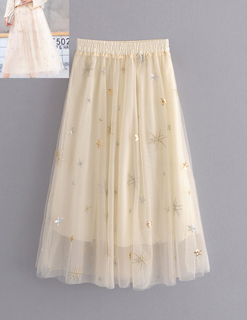 Fashion Khaki Embroidery Design Simple Skirt