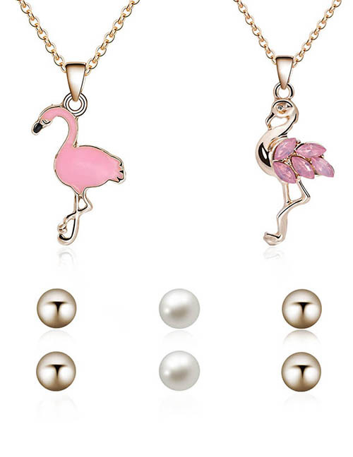 Fashion Gold Color Flamingo Pendant Decorated Jewelry Sets(5pcs)