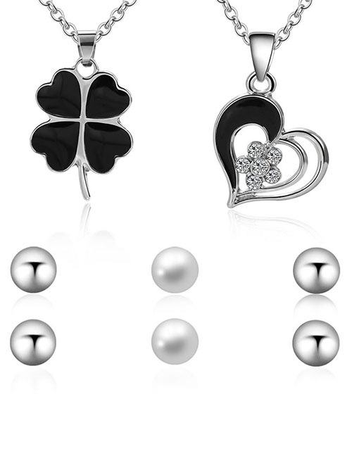 Fashion Silver Color Clover Pendant Decorated Jewelry Sets(5pcs)