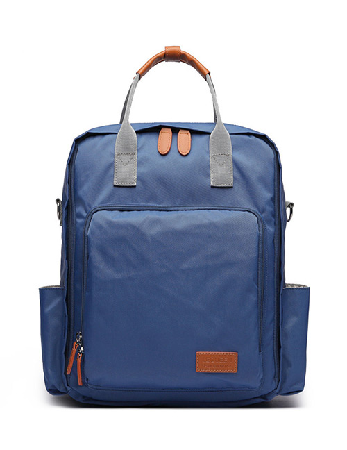 Fashion Blue Pure Color Decorated Backpack