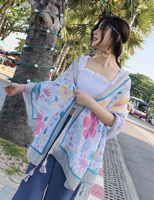 Fashion Multi-color Flower Pattern Decorated Dual-use Scarf