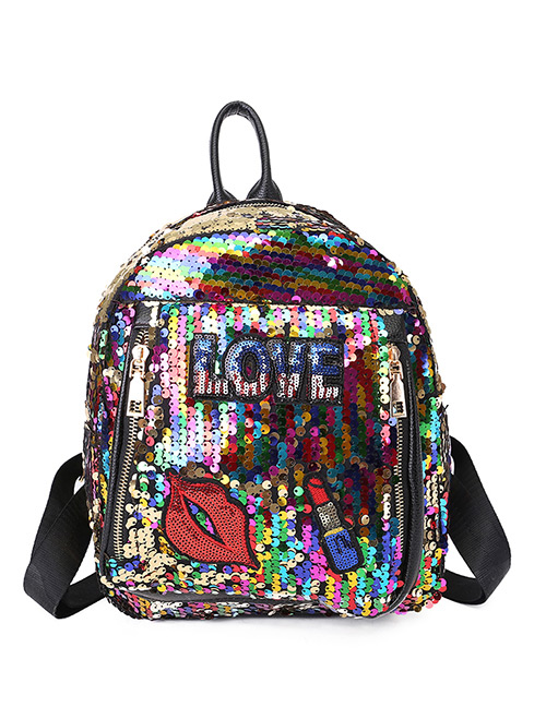 Lovely Multi-color Lipstick Pattern Decorated Backpack