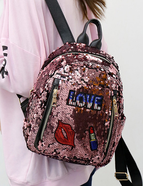 Lovely Pink Lipstick Pattern Decorated Backpack