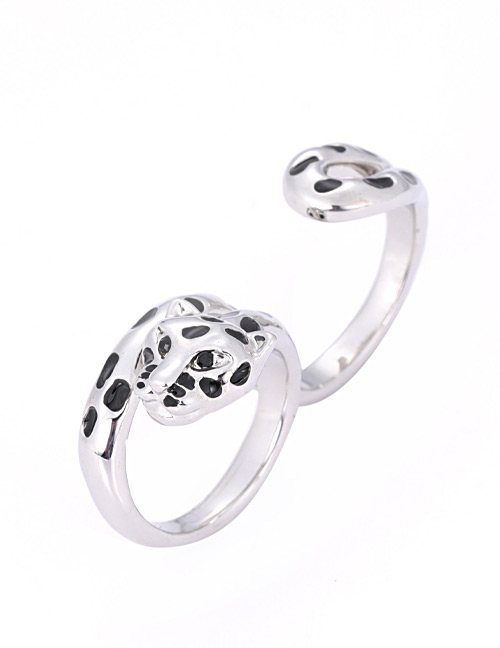 Fashion Silver Color+black Leopard Shape Decorated Ring