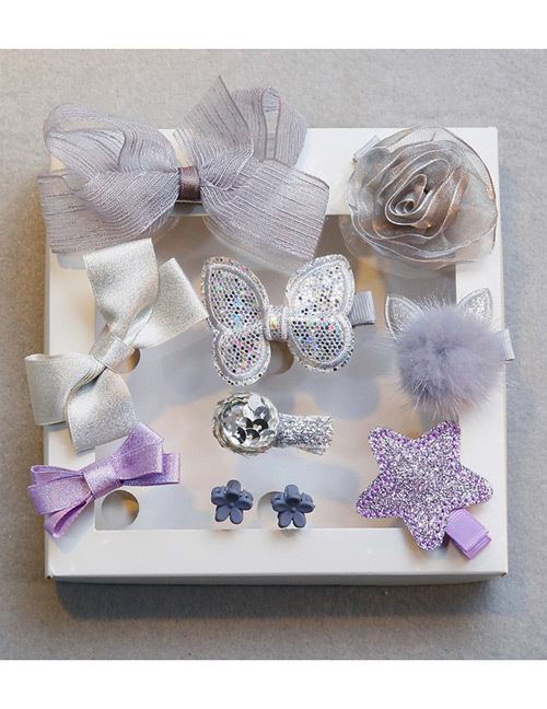 Fashion Silver Color+purple Bowknot Shape Decorated Hair Clip (10 Pcs )