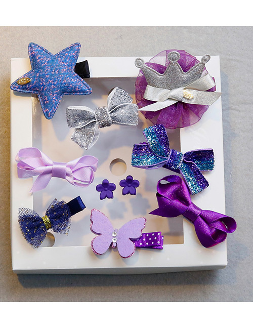 Fashion Purple Bowknot&star Shape Decorated Hair Clip (10 Pcs )
