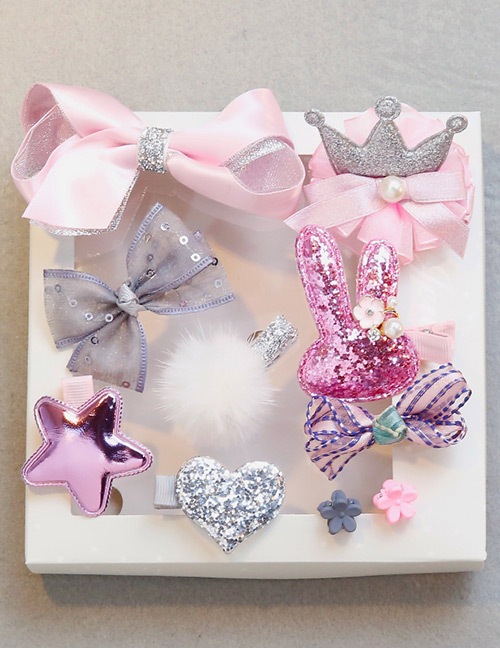 Fashion Pink Crown&bowknot Shape Decorated Hair Clip (10 Pcs )