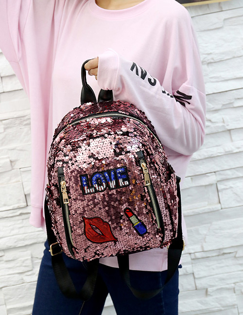 Fashion Pink Lips Pattern Decorated Backpack