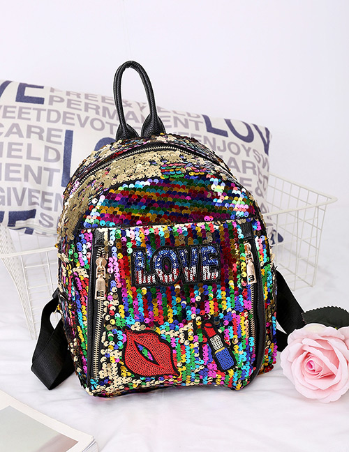 Fashion Multi-color Lips Pattern Decorated Backpack