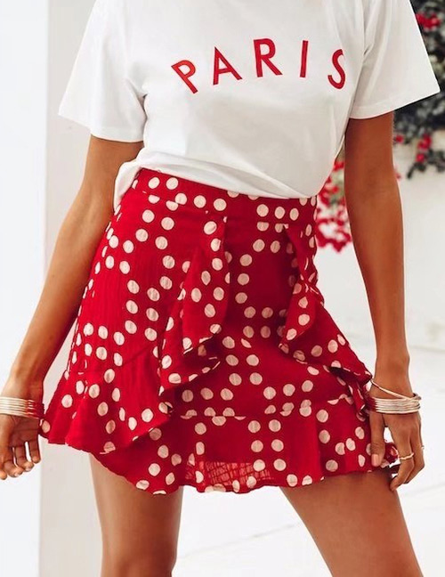 Fashion Red Dots Pattern Decorated Skirt