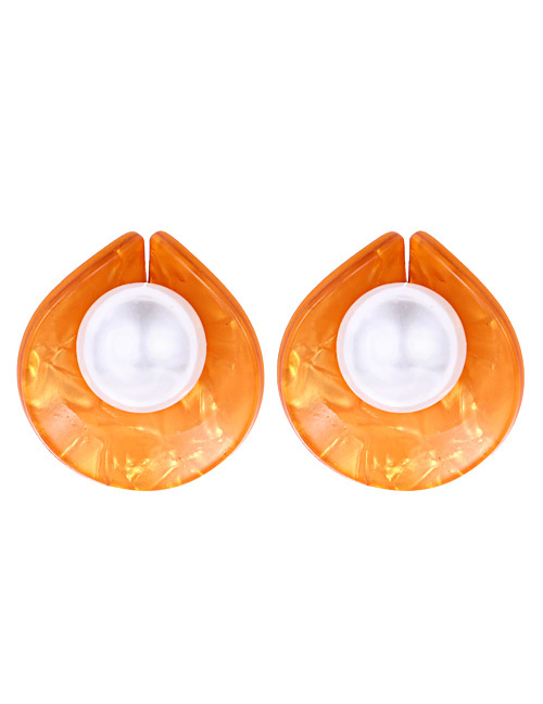 Fashion Orange Round Shape Decorated Earrings