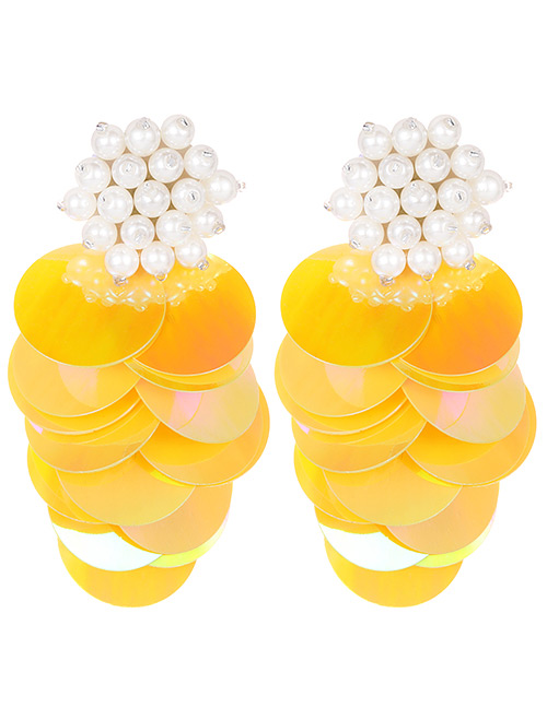 Fashion Yellow Tassel Decorated Earrings