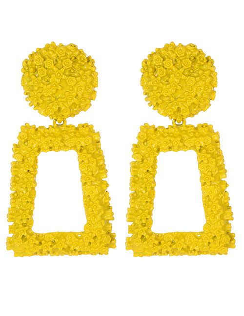 Fashion Yellow Square Shape Decorated Earrings