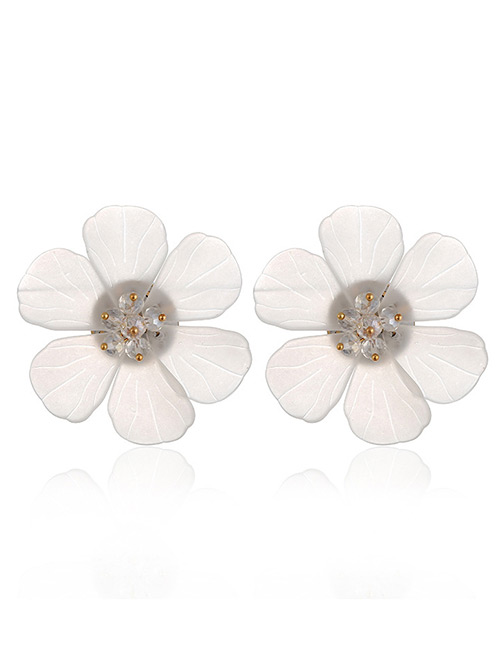 Elegant White Flowers Shape Design Pure Color Earrings