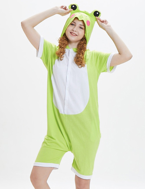 Lovely Green Frog Pattern Decorated One-piece Pajamas(for Adult)
