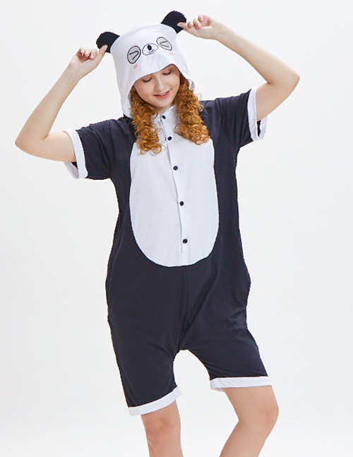 Lovely White+black Panda Pattern Decorated One-piece Pajamas(for Adult)