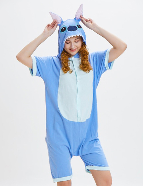 Lovely Blue Cartoon Pattern Decorated One-piece Pajamas(for Child)