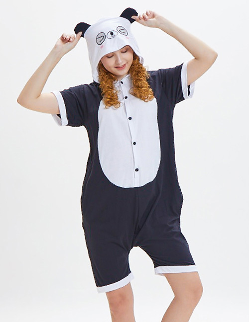 Lovely White+black Panda Pattern Decorated One-piece Pajamas(for Child)