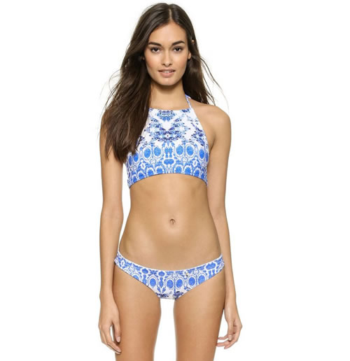 Sexy Blue Off-the-shoulder Design Split Bikini