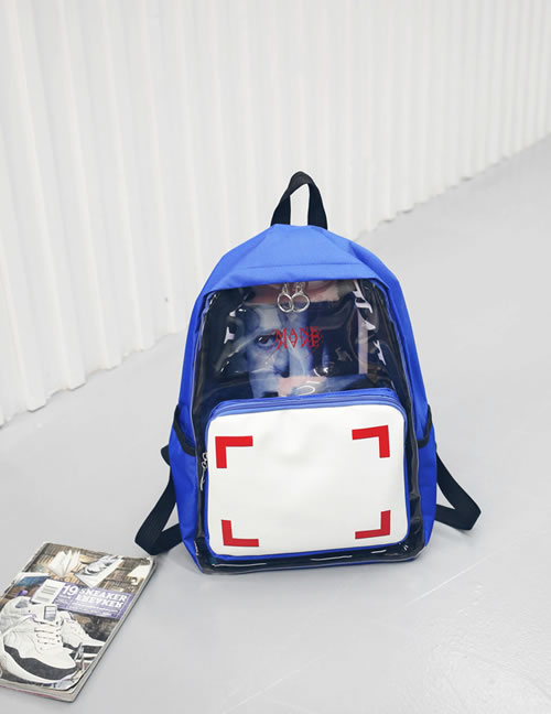 Fashion Blue People Pattern Decorated Simple Backpack(small)