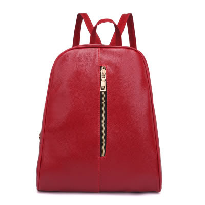 Fashion Red Pure Color Decorated High-capacity Backpack